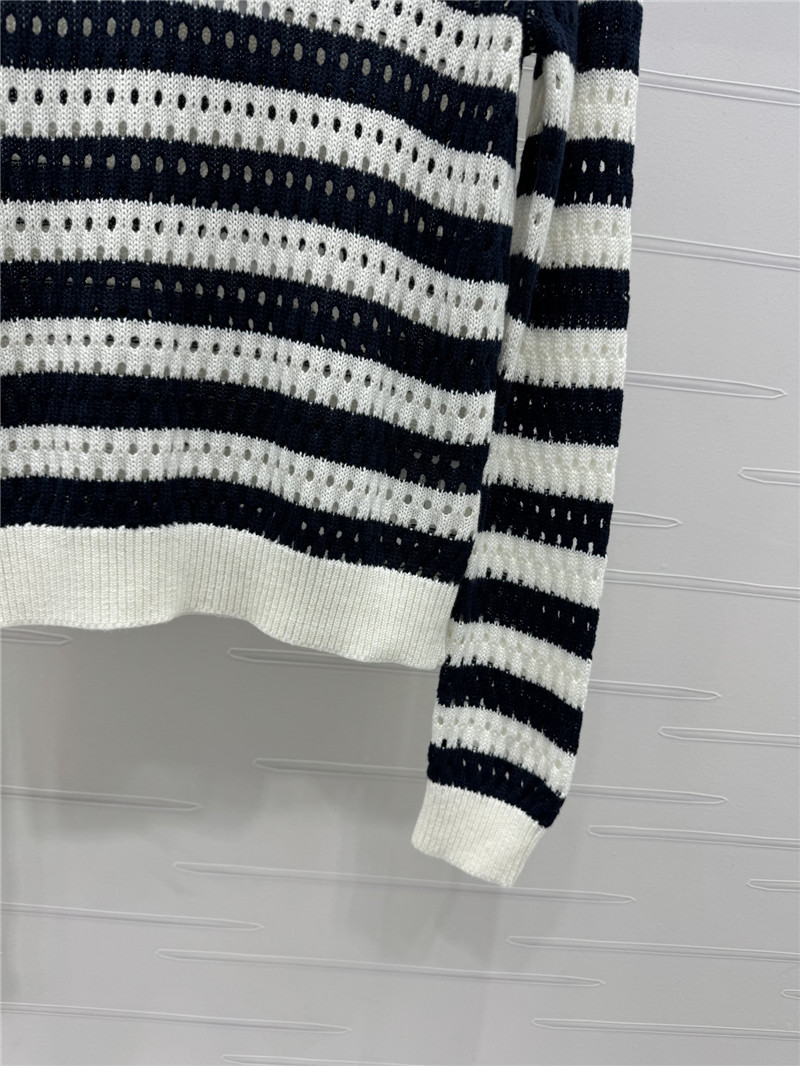 Ch**el hollow stripe black & white sweater