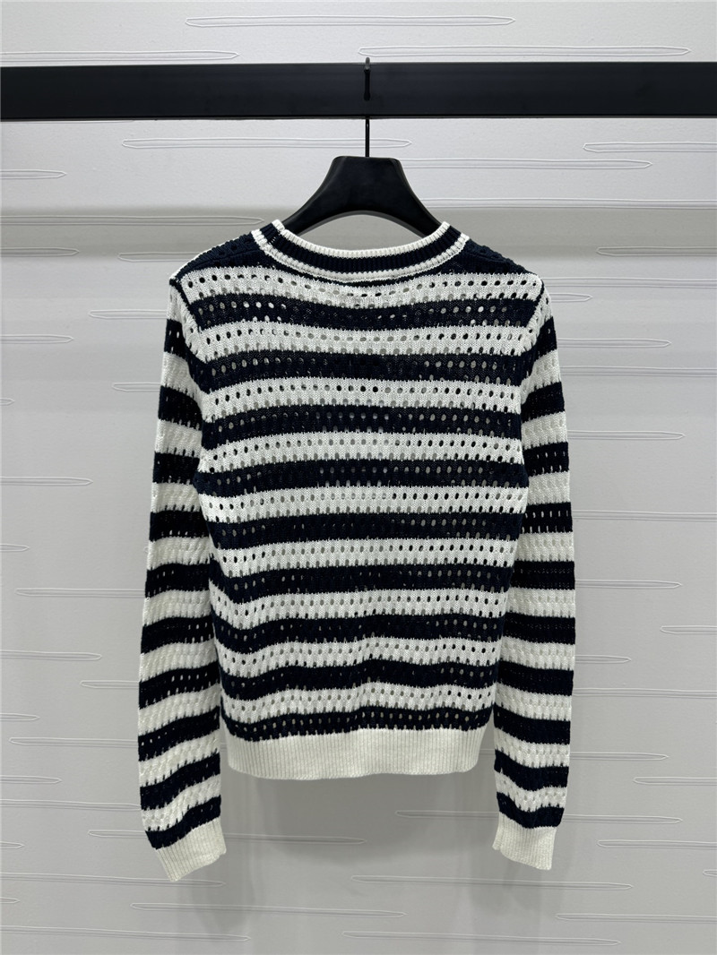 Ch**el hollow stripe black & white sweater