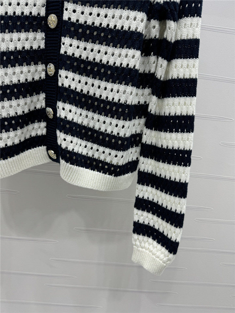 Ch**el hollow stripe black & white cardigan