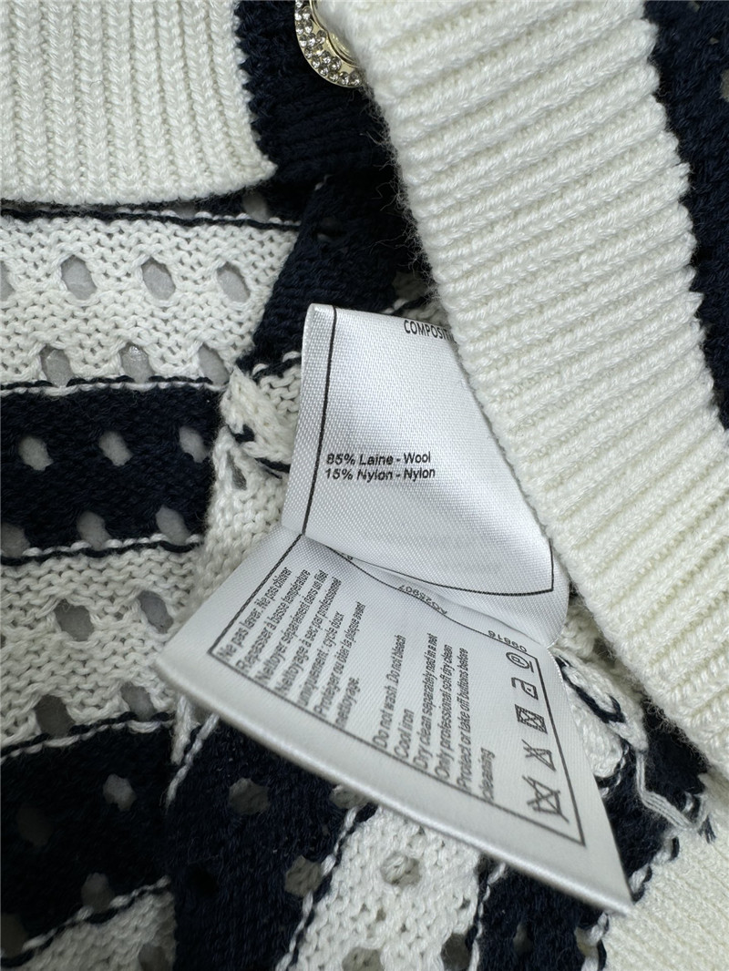 Ch**el hollow stripe black & white cardigan