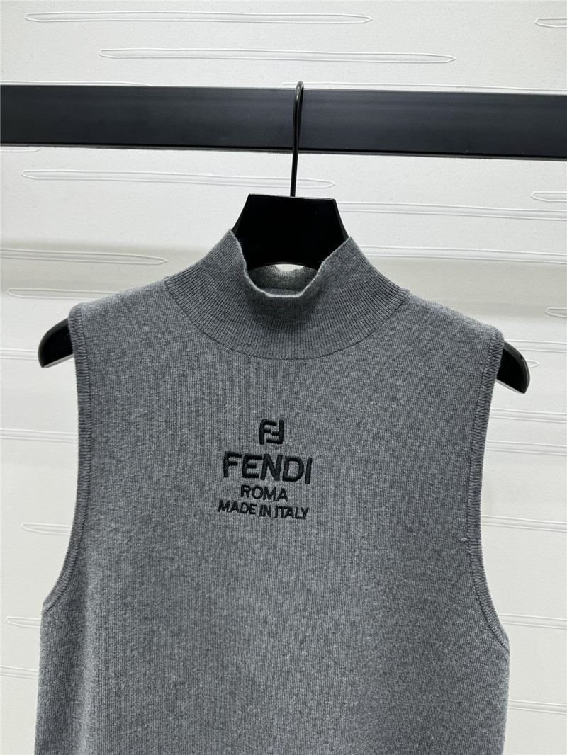 F**di grey sleeveless mock neck top