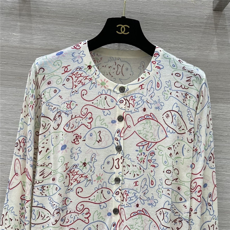 Ch**el fish motif wool cardigan