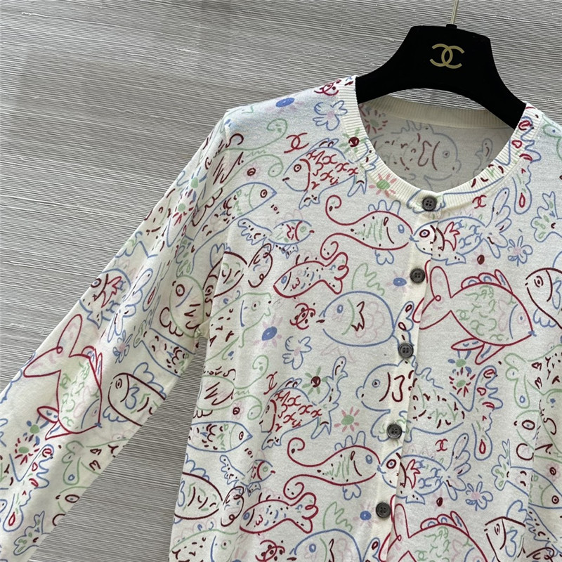 Ch**el fish motif wool cardigan