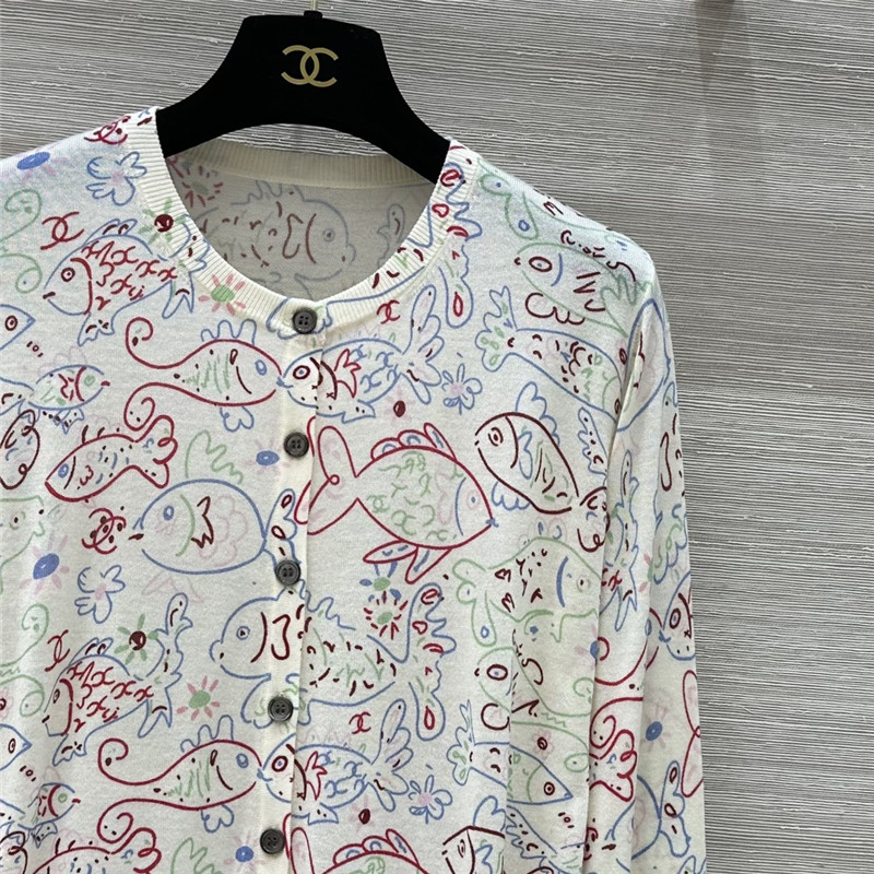 Ch**el fish motif wool cardigan