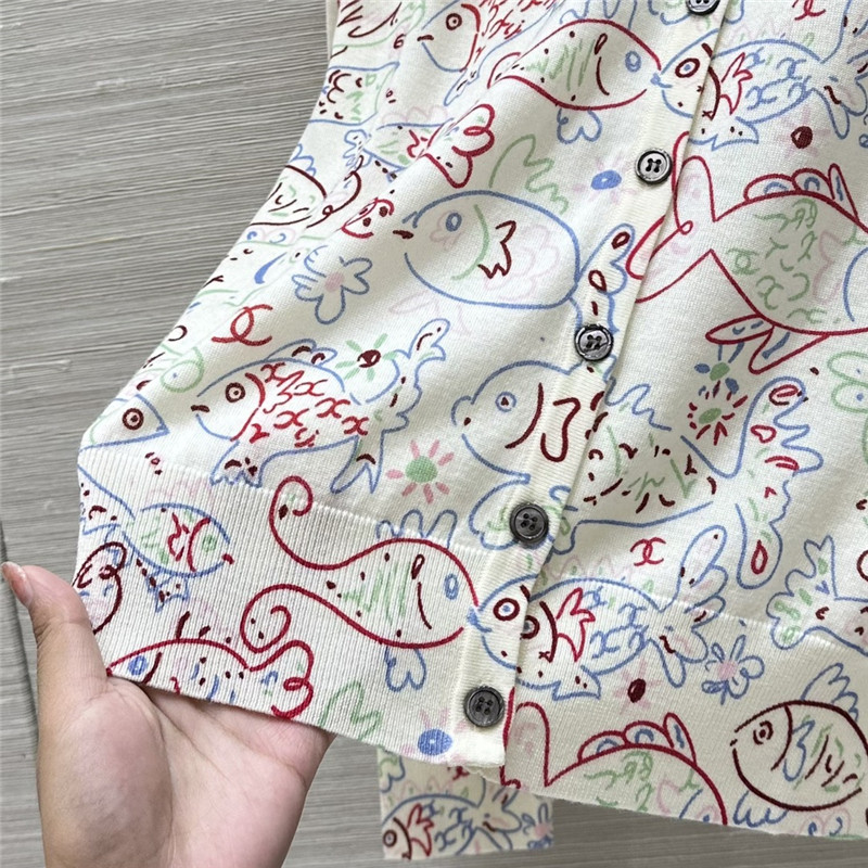 Ch**el fish motif wool cardigan
