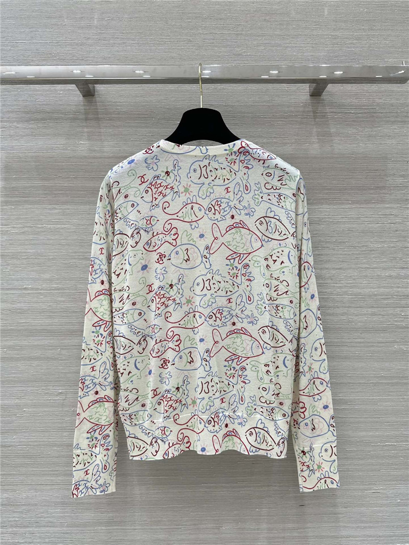 Ch**el fish motif wool cardigan