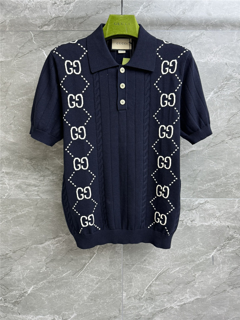 Gvc*1 gg intarsia cotton polo navy