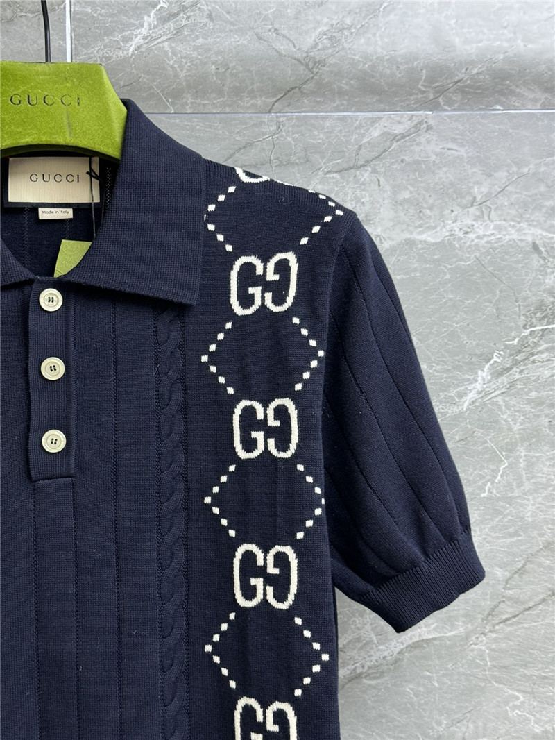 Gvc*1 gg intarsia cotton polo navy