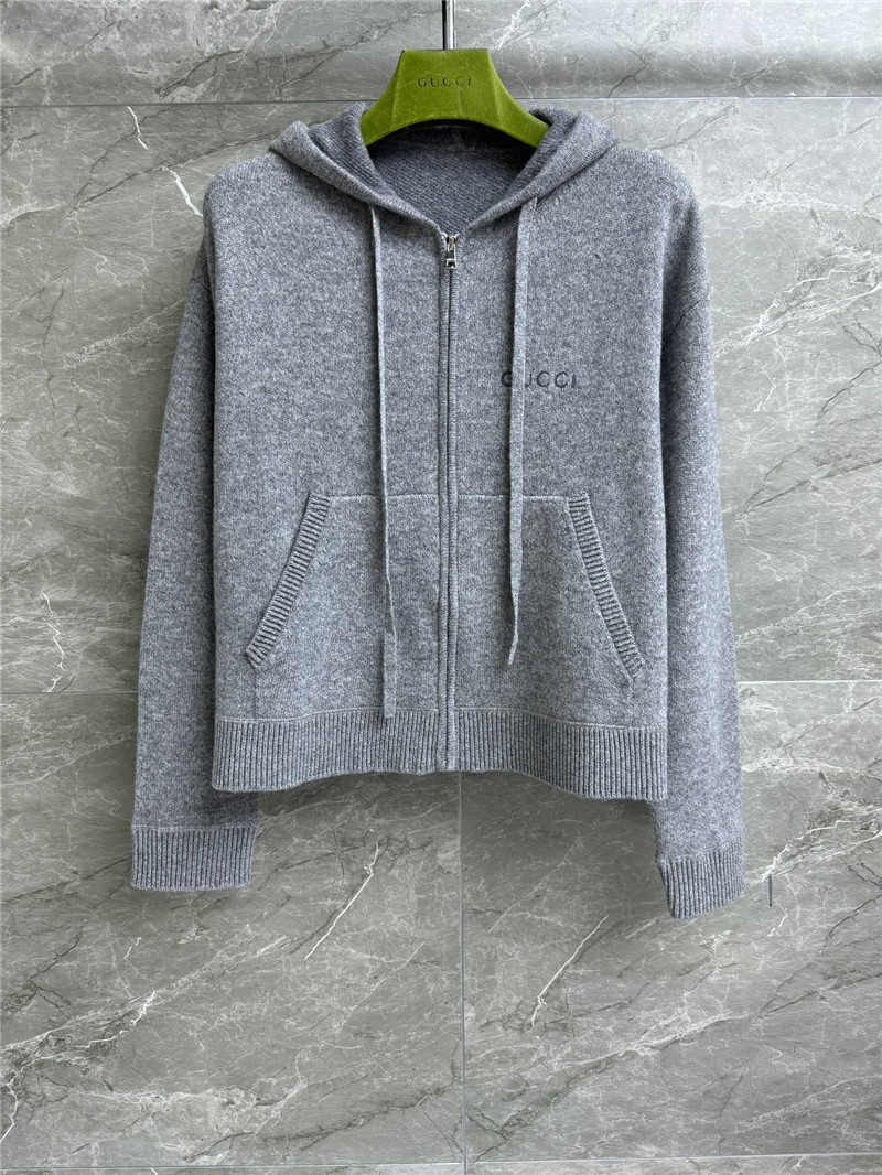Gvc*1 zip-up knit hoodie grey