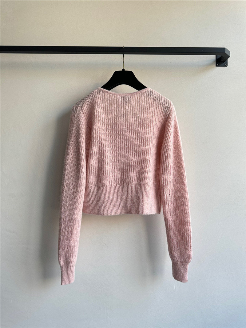 Ch**el pearl buttons rib cardigan pink