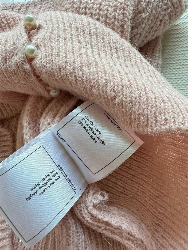 Ch**el pearl buttons rib cardigan pink