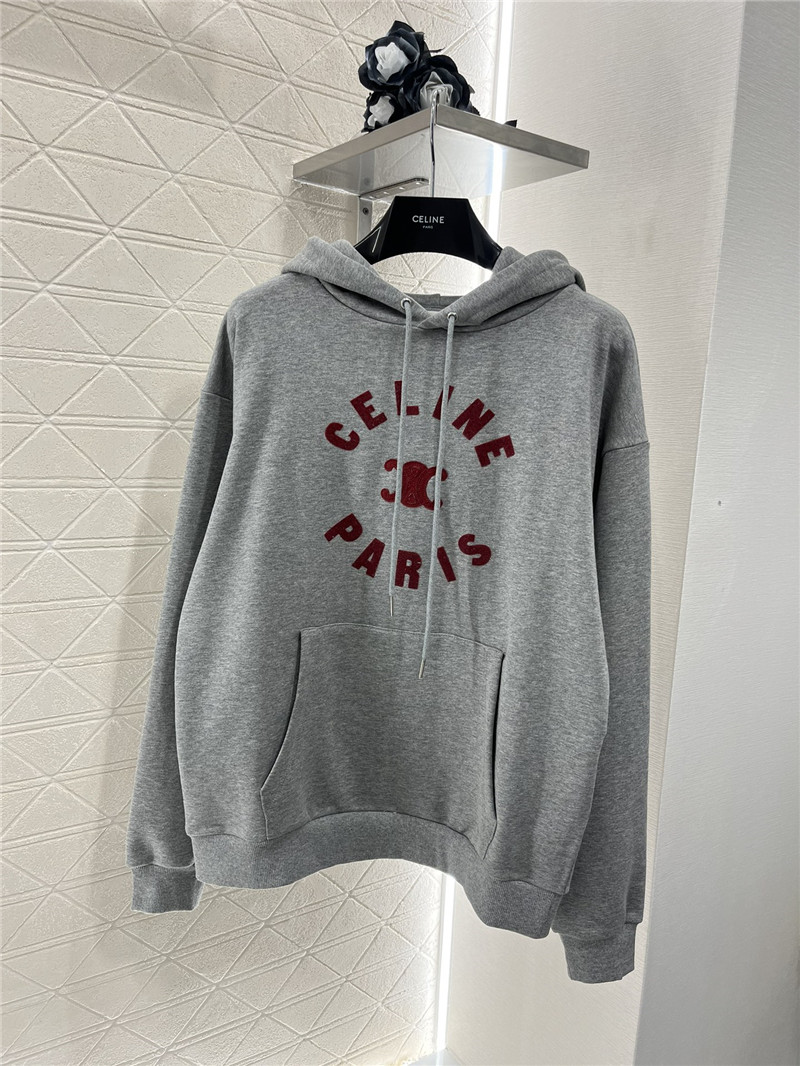 Ce1i*e triomphe cotton fleece hoodie grey