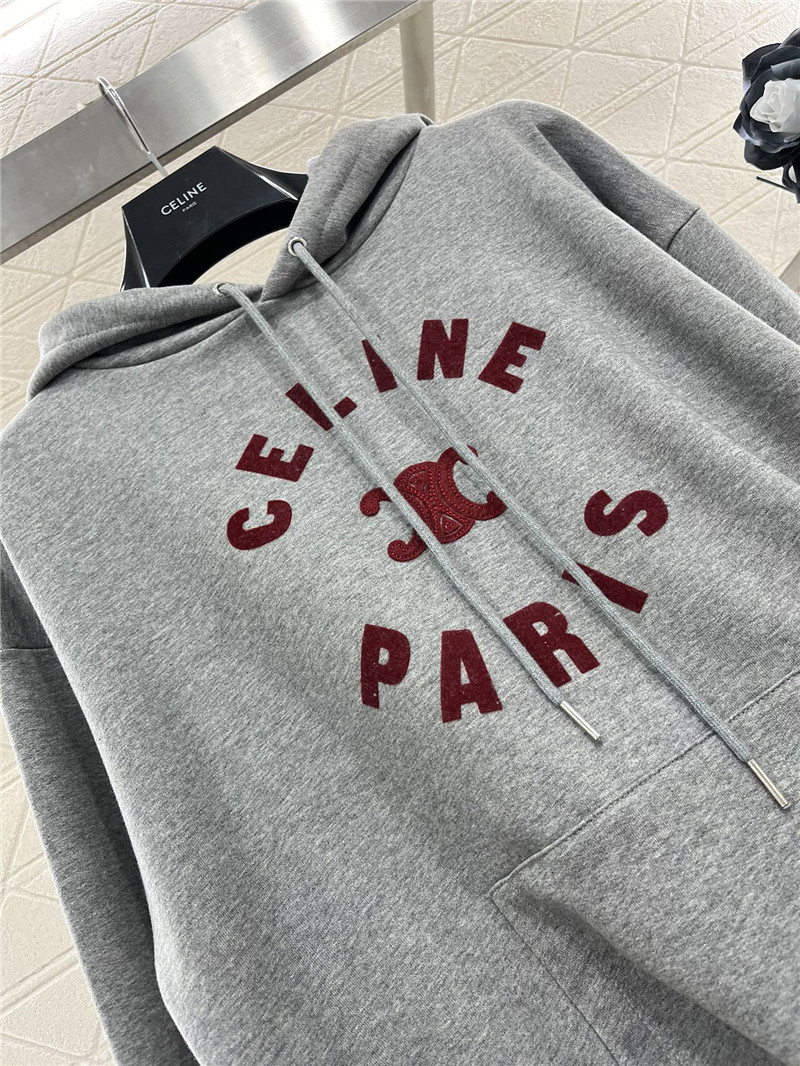 Ce1i*e triomphe cotton fleece hoodie grey