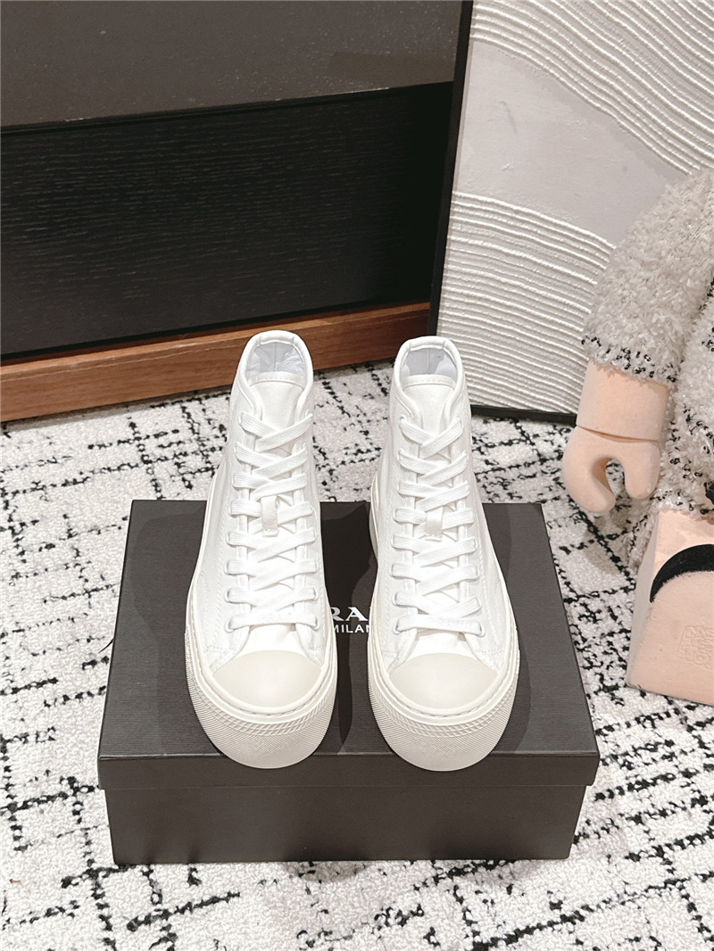 Pra*a white high-top canvas sneakers