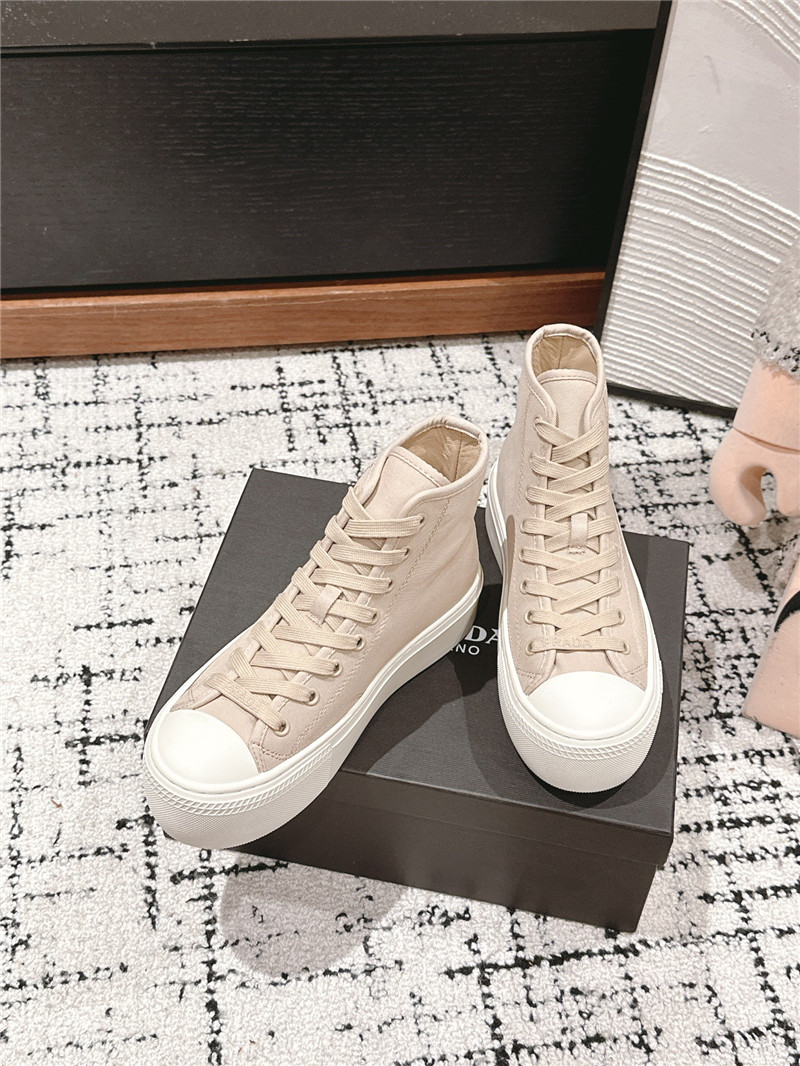 Pra*a beige high-top canvas sneakers