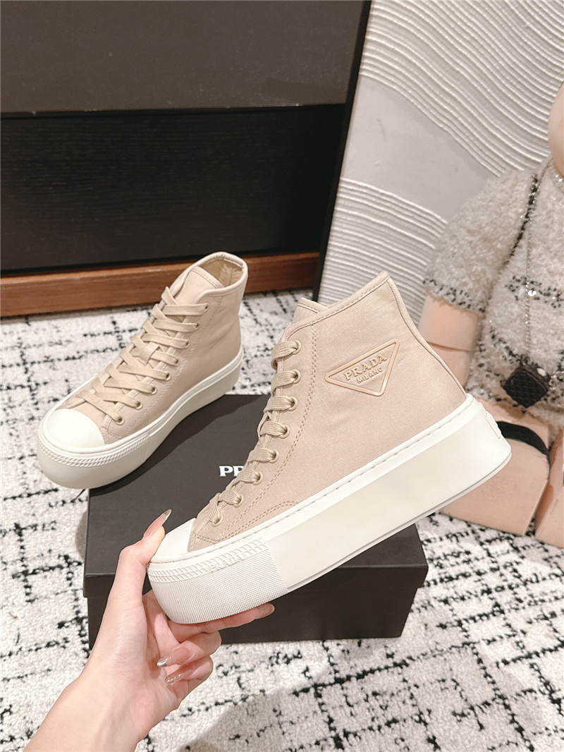 Pra*a beige high-top canvas sneakers