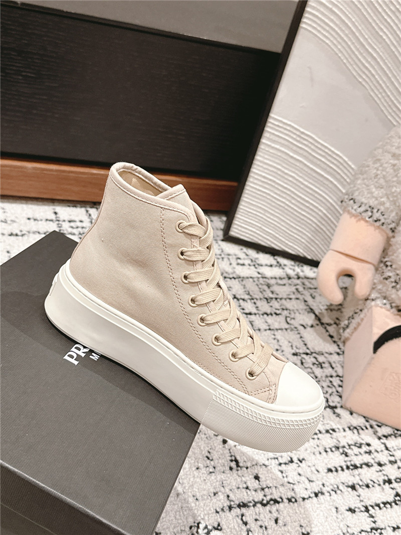 Pra*a beige high-top canvas sneakers