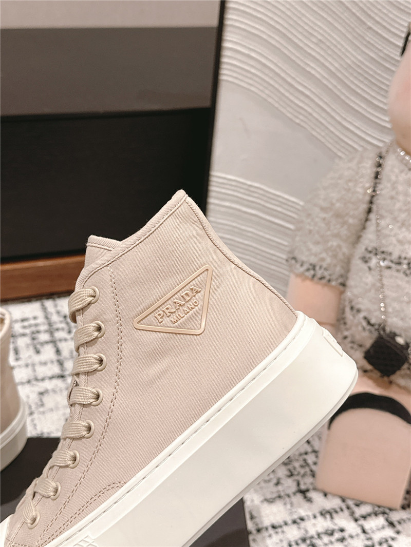 Pra*a beige high-top canvas sneakers