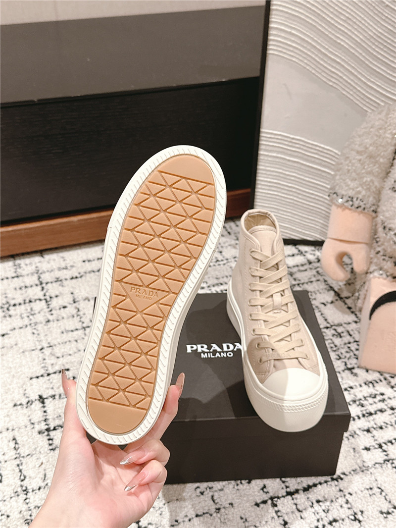 Pra*a beige high-top canvas sneakers