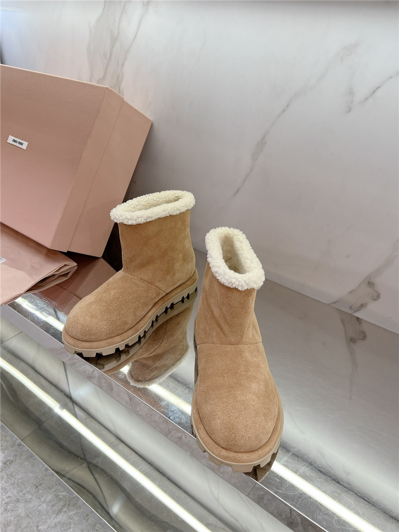 Miu Miu Brown Suede Leather Snow Boots