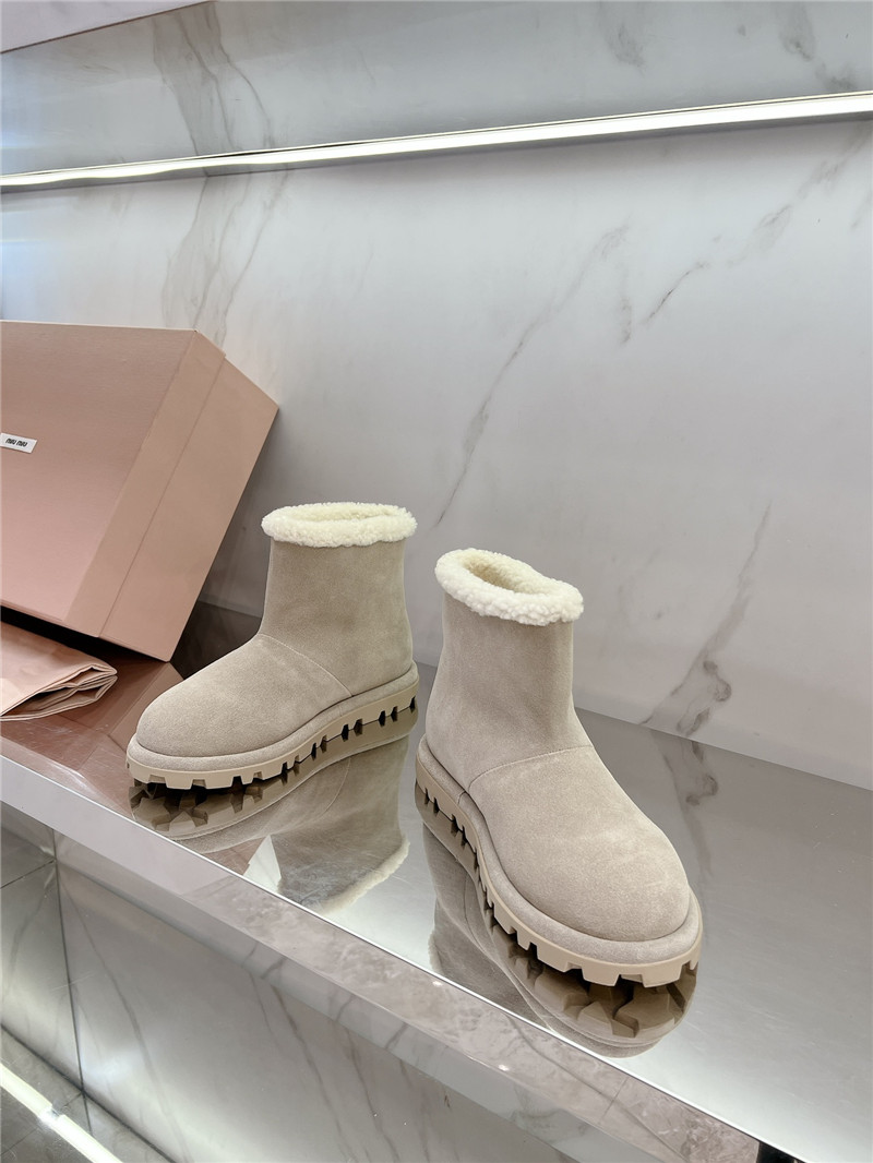 Miu Miu Beige Suede Snow Boots