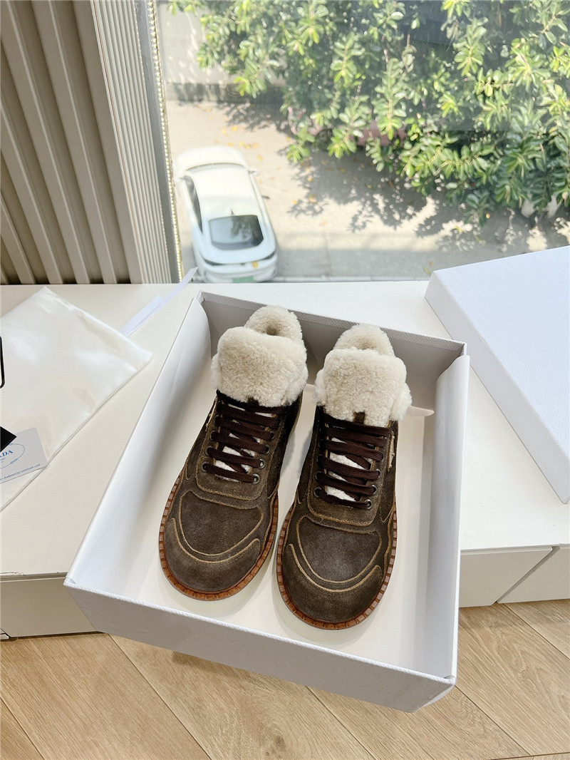 Pra*a brown lace-up winter platform sneakers