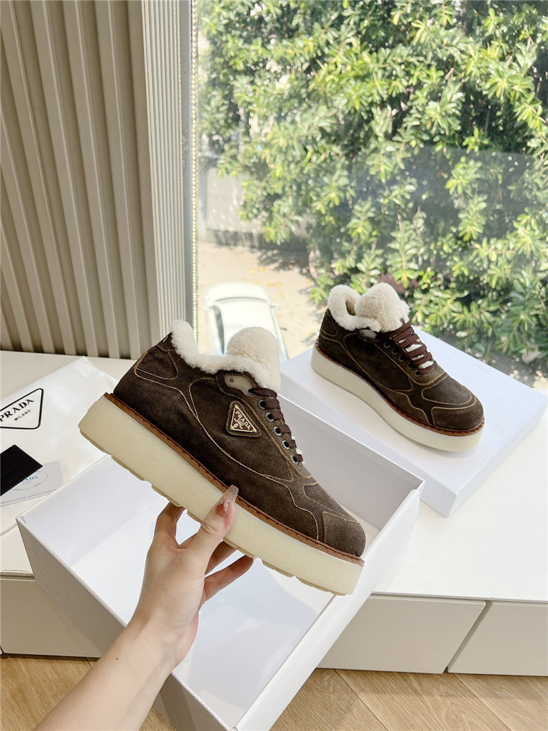 Pra*a brown lace-up winter platform sneakers
