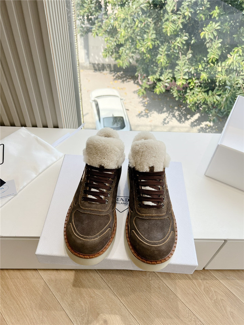 Pra*a brown lace-up winter platform sneakers