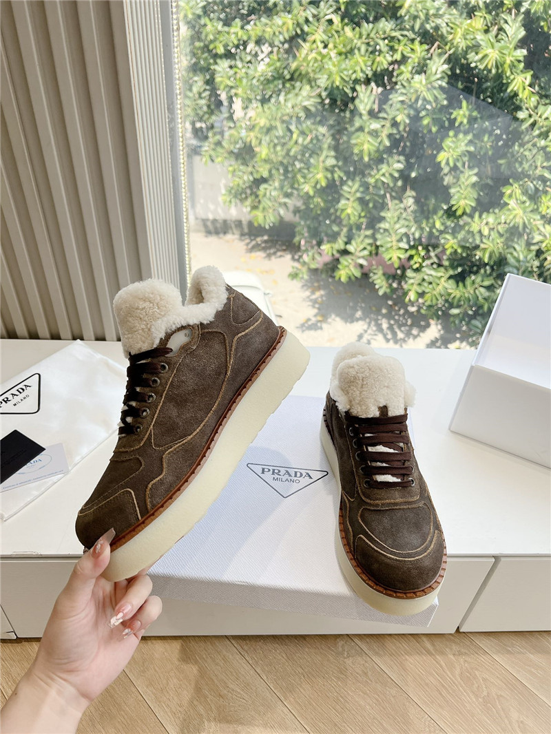 Pra*a brown lace-up winter platform sneakers