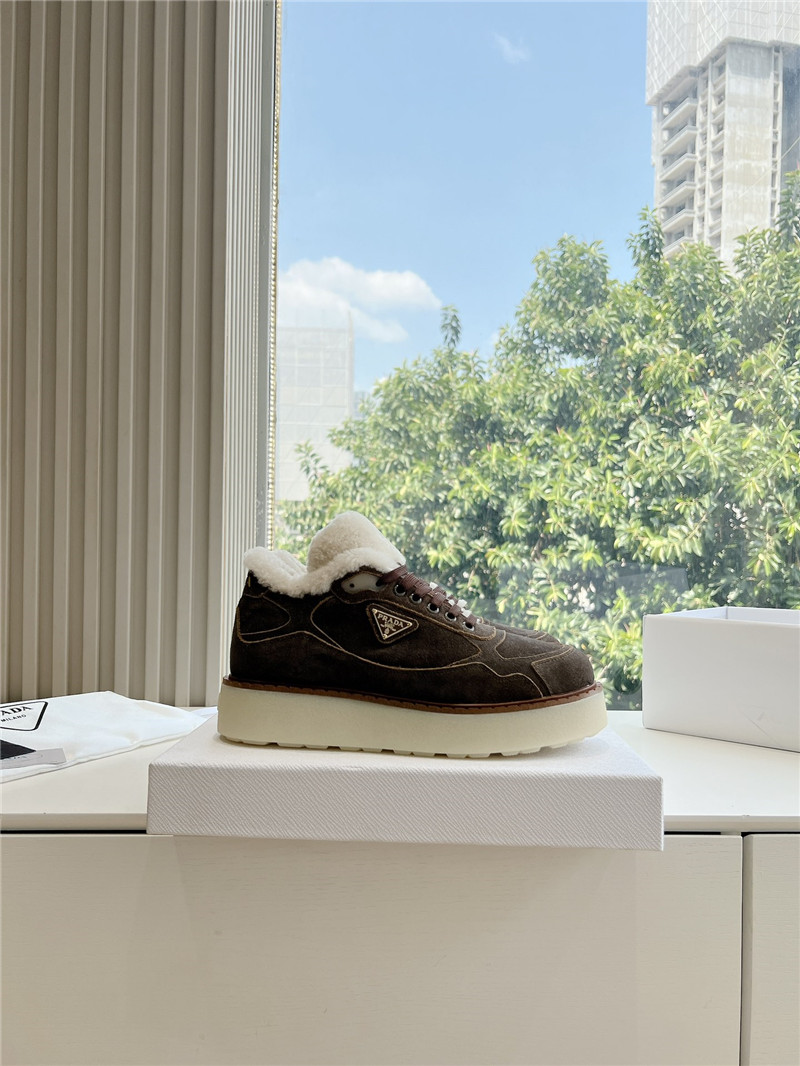 Pra*a brown lace-up winter platform sneakers
