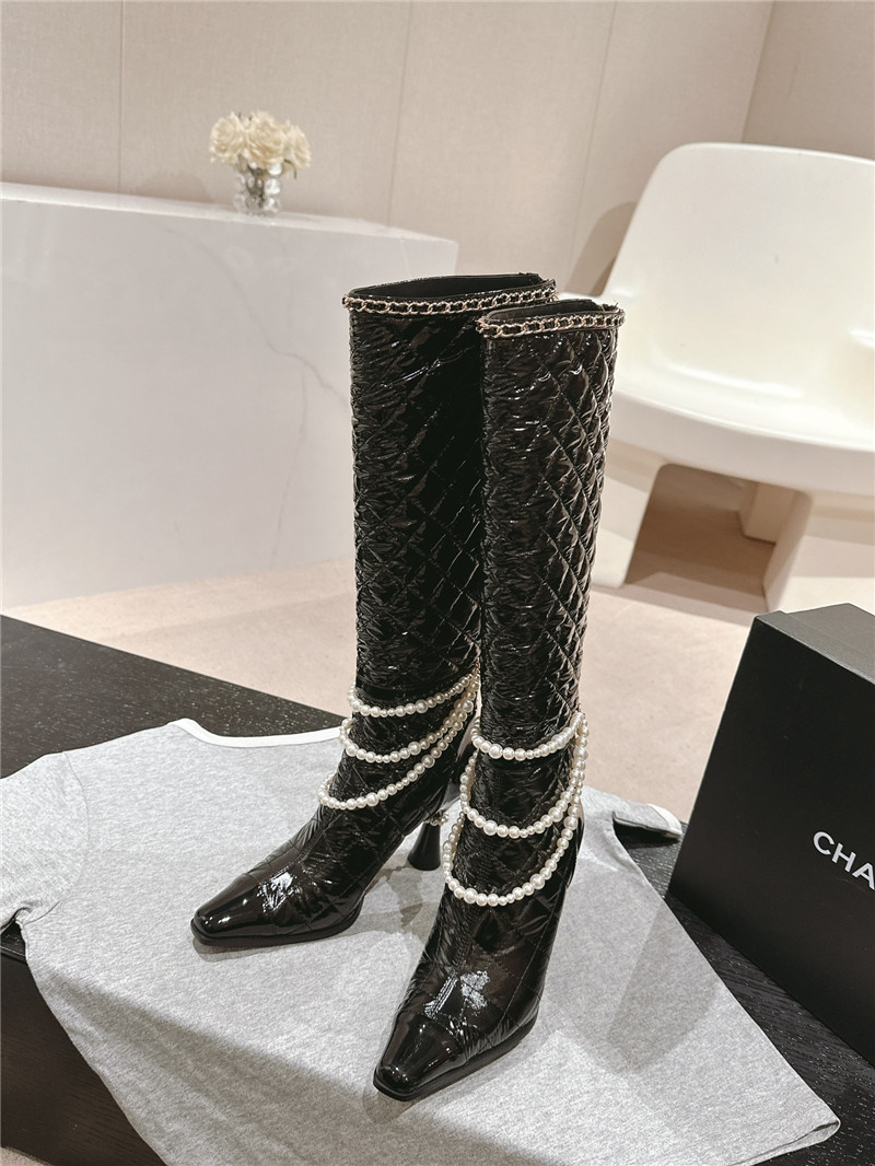 Ch**el waxed leather pearl boots
