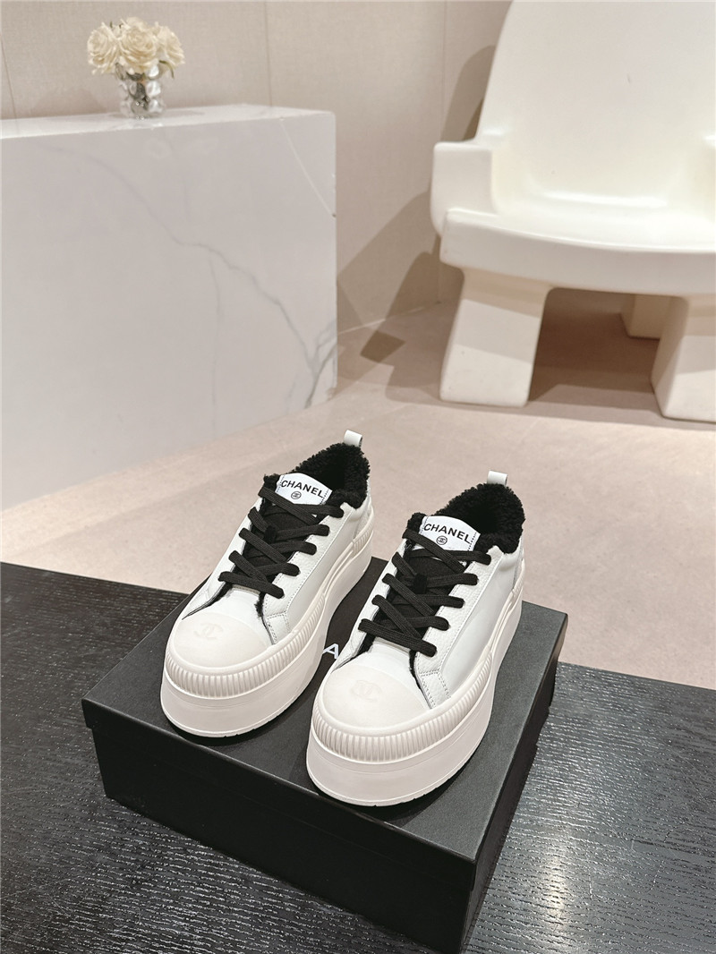 Ch**el white black winter platform sneakers