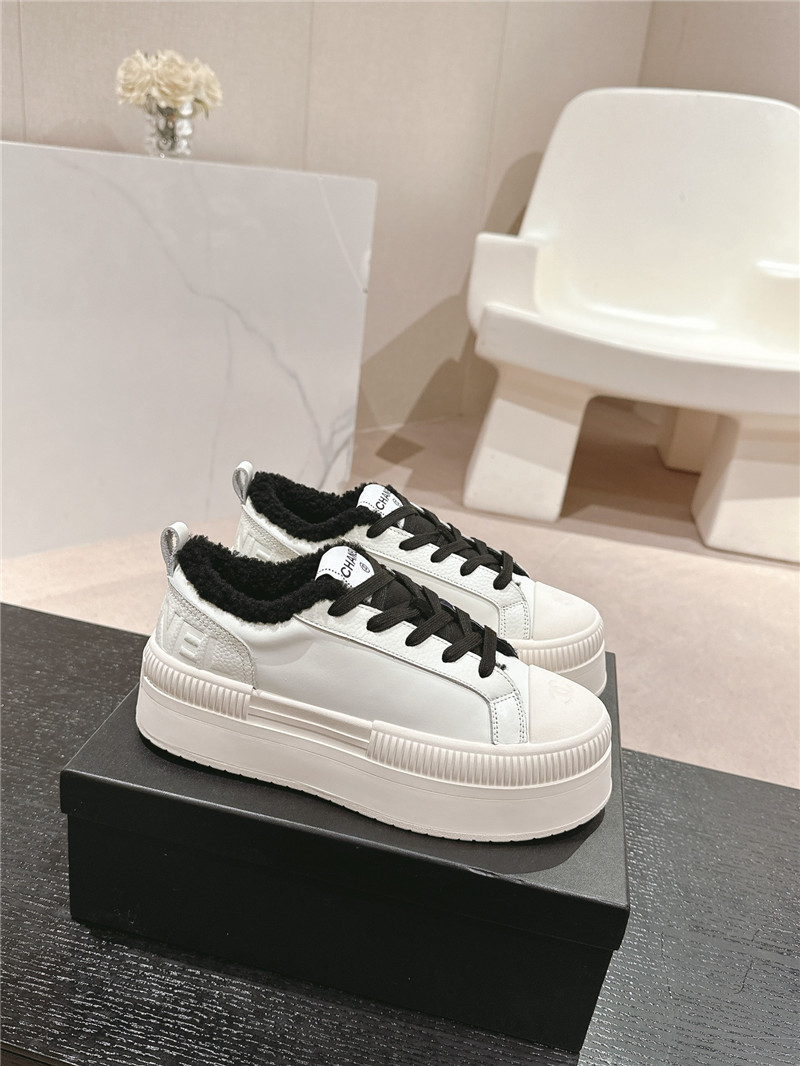 Ch**el white black winter platform sneakers