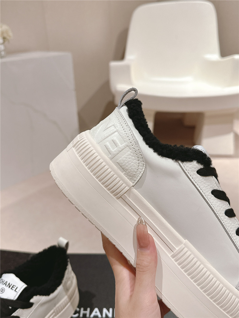 Ch**el white black winter platform sneakers