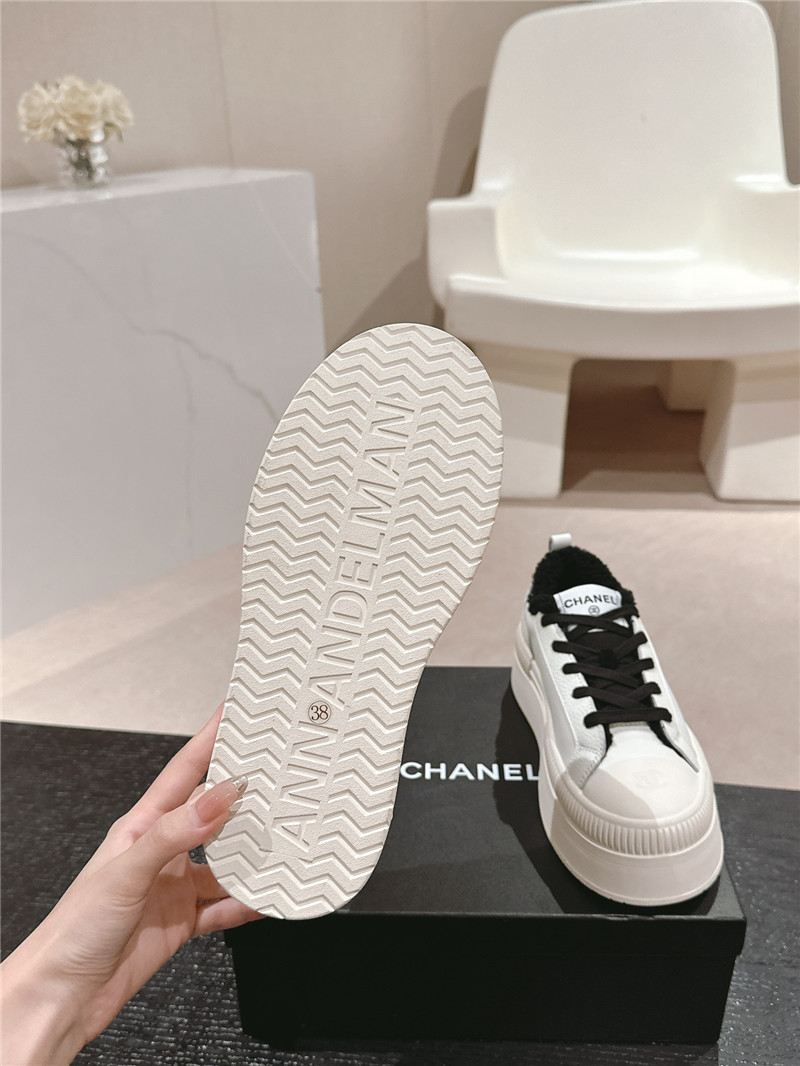Ch**el white black winter platform sneakers