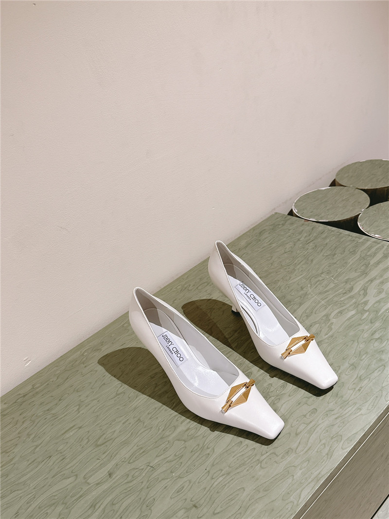 J1m*y Ch00 ryker 90 white/gold calf pumps