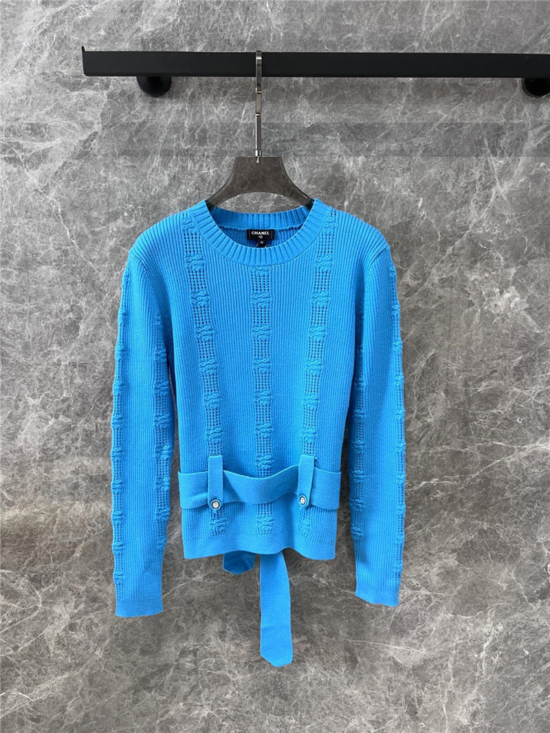 Ch**el rib knit trim sweater in blue