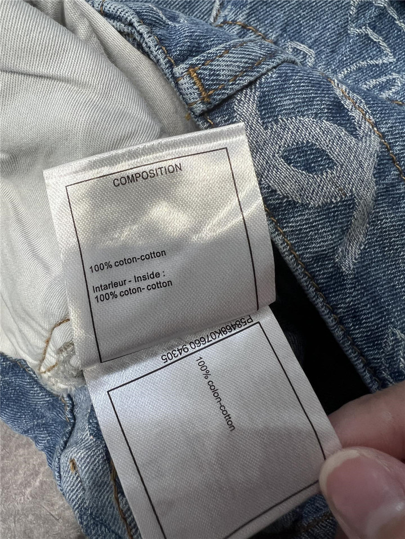 Ch**el jacquard printed denim trousers