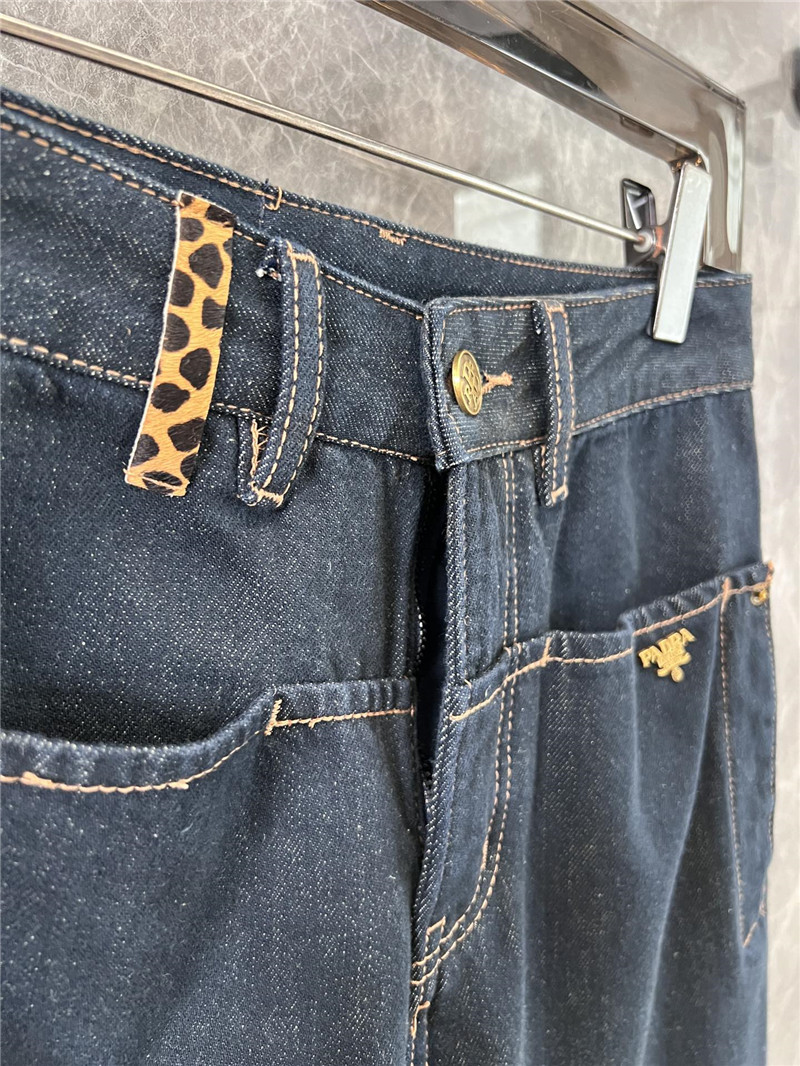 Pra*a micro logo denim trousers