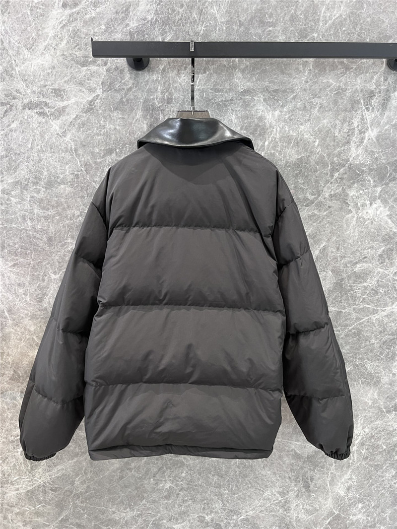 M1um1u leather collar down jacket
