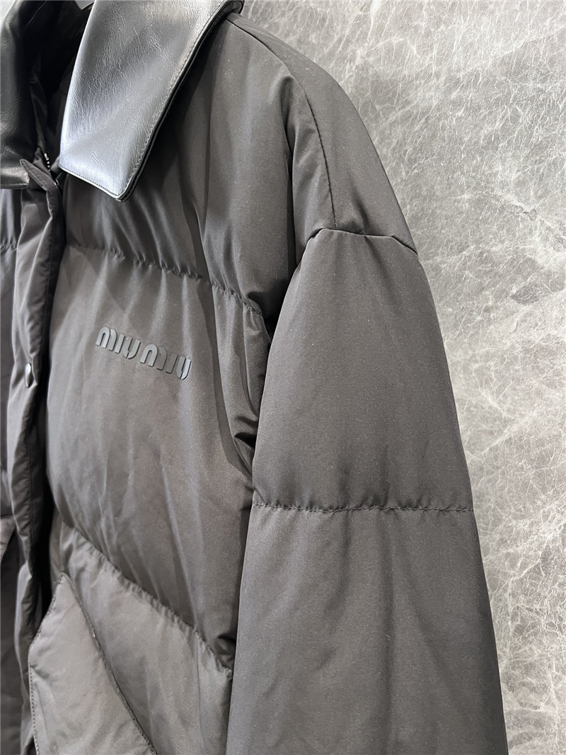 M1um1u leather collar down jacket