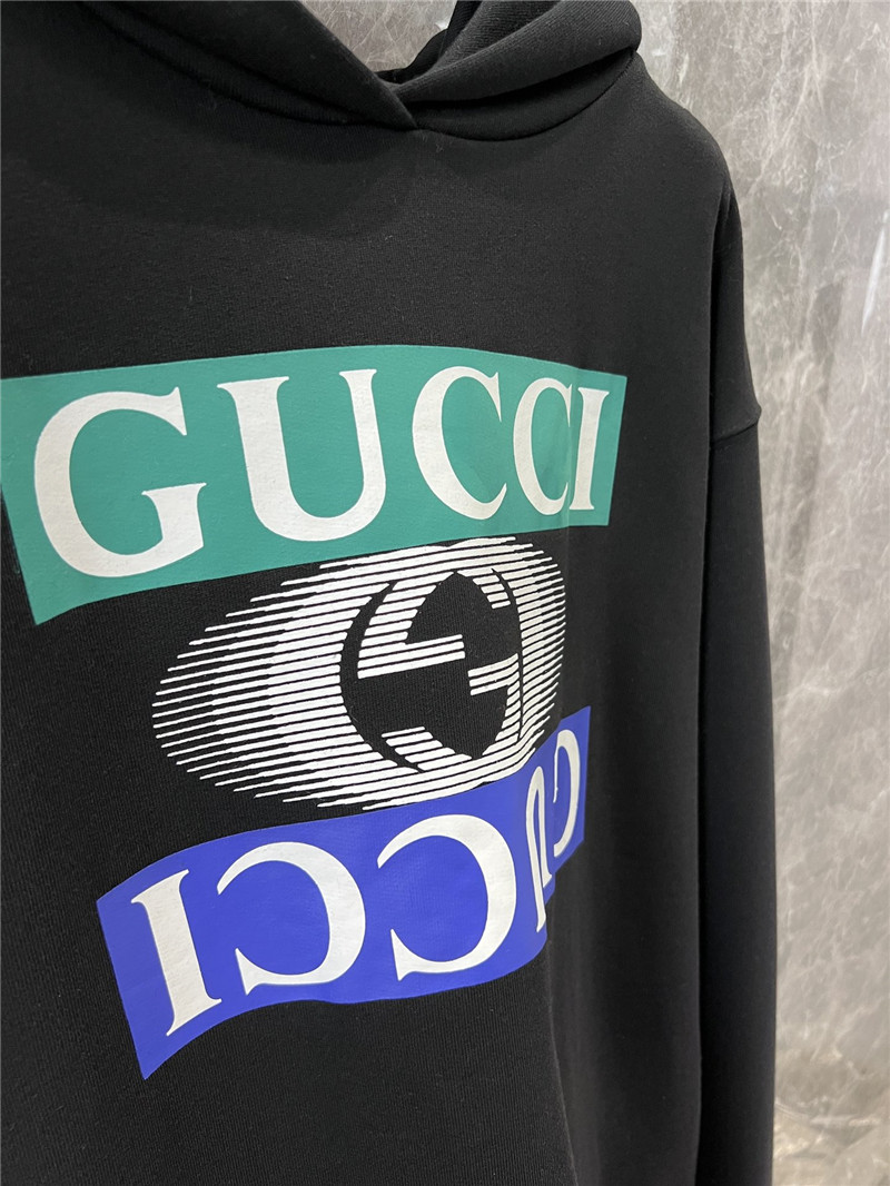 Gvc*1 logo printed cotton hoodie black