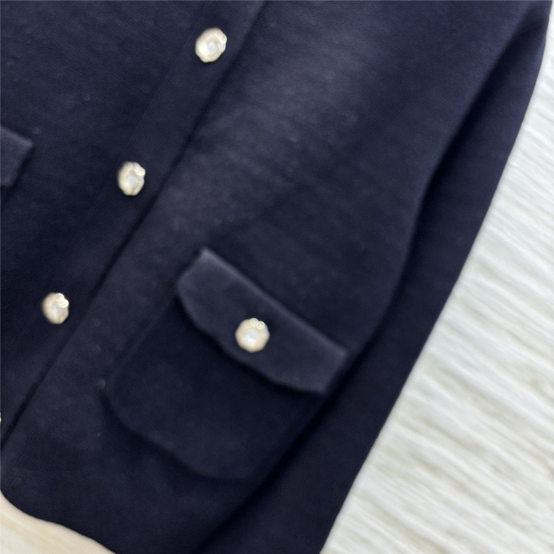 Ch**el navy pocket wool cardigan with hood