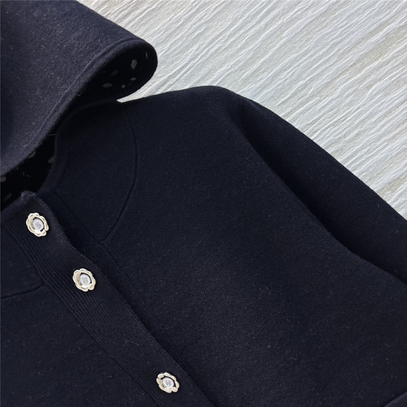 Ch**el navy pocket wool cardigan with hood