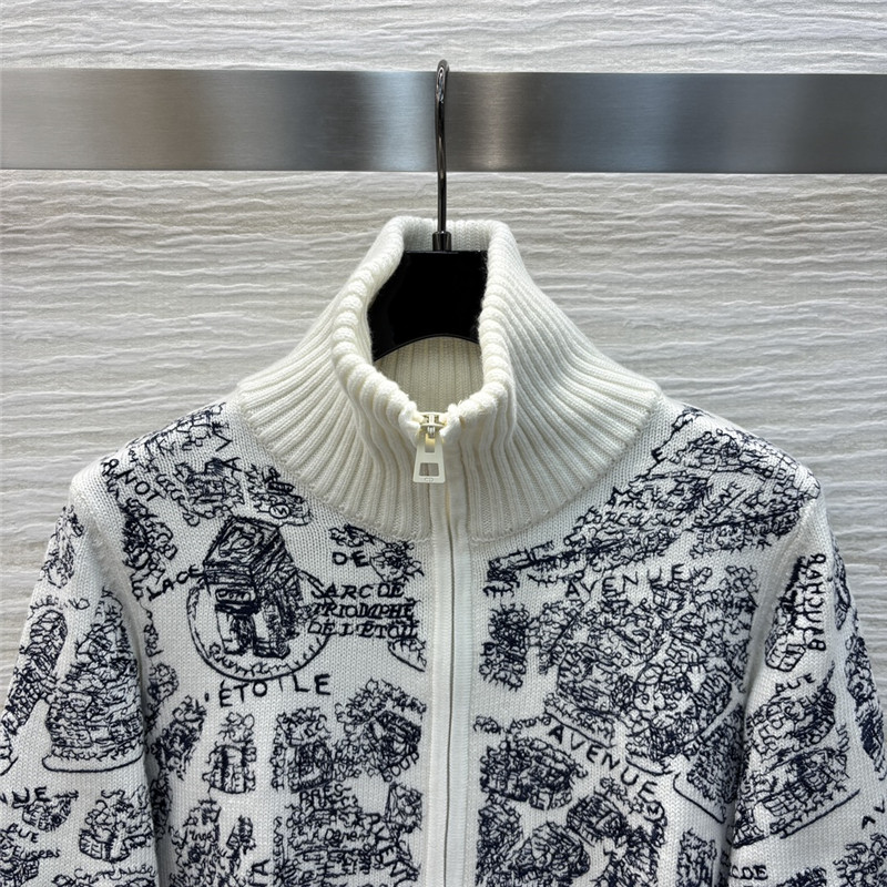 D10ralps motif mock-neck wool cardigan