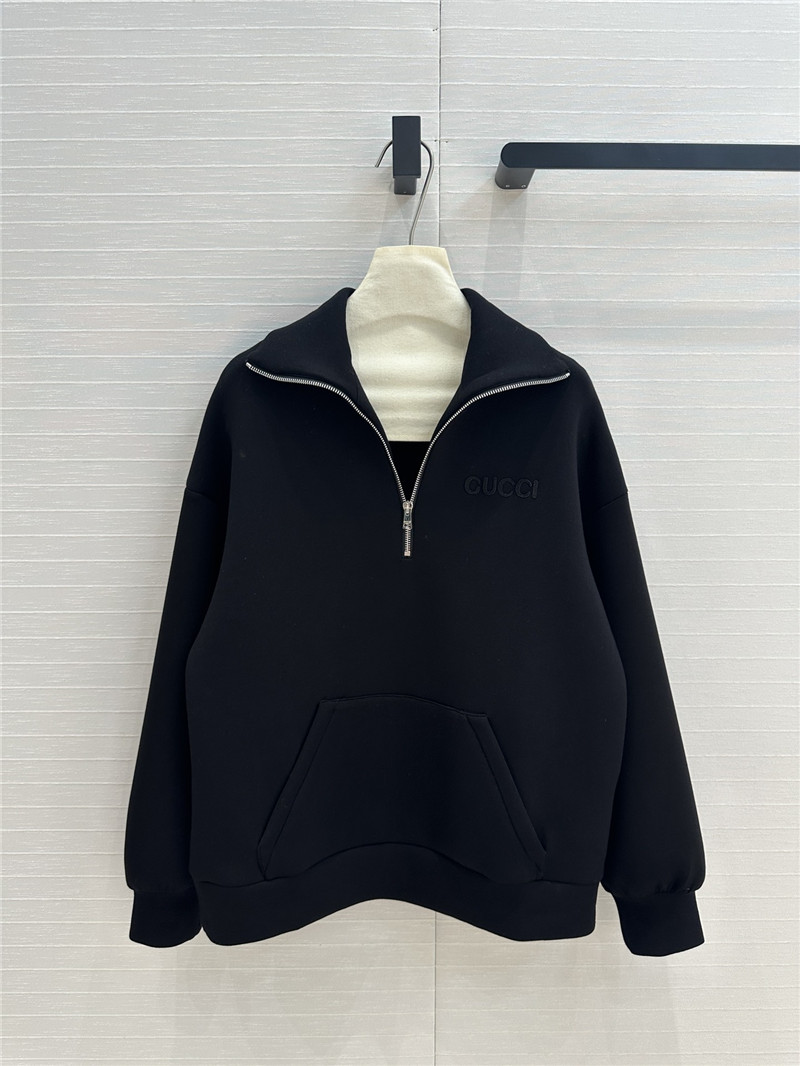 Gvc*1 embroidered stretch-jersey sweatshirt in black