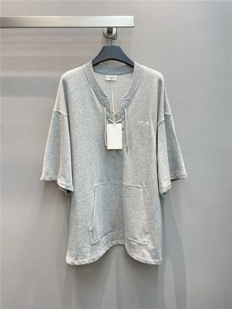 Ce1i*e short sleeve cotton sweatshirt in grey
