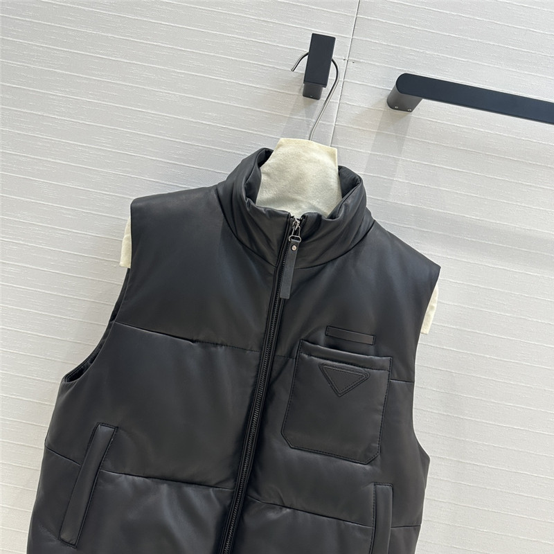 Pra*a genuine leather down vest jacket