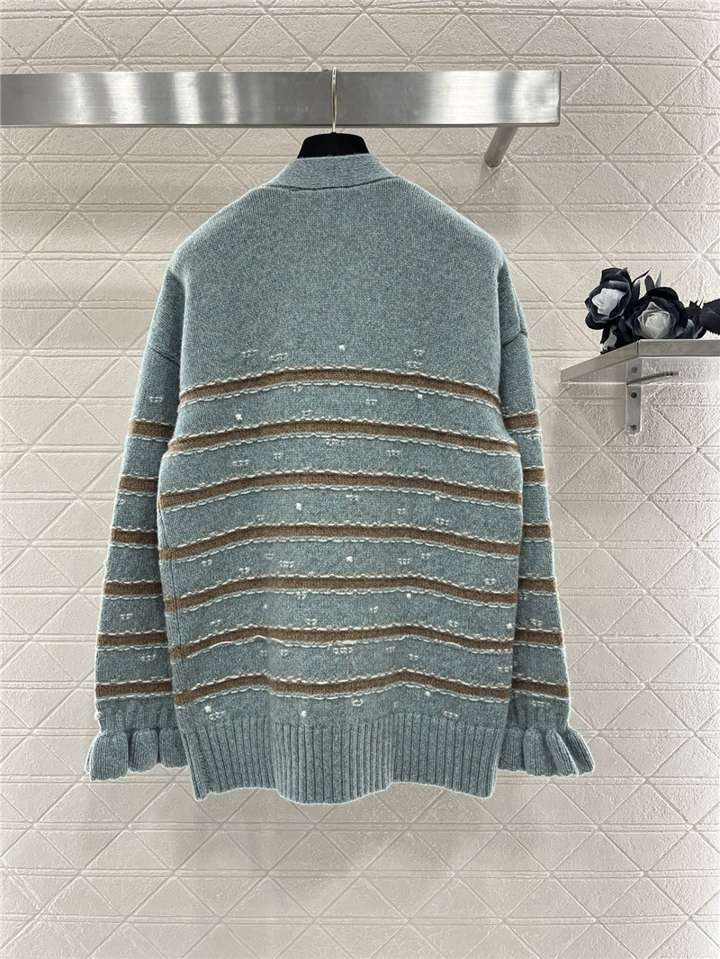 Ch**el stripe blend cashmere cardigan grey