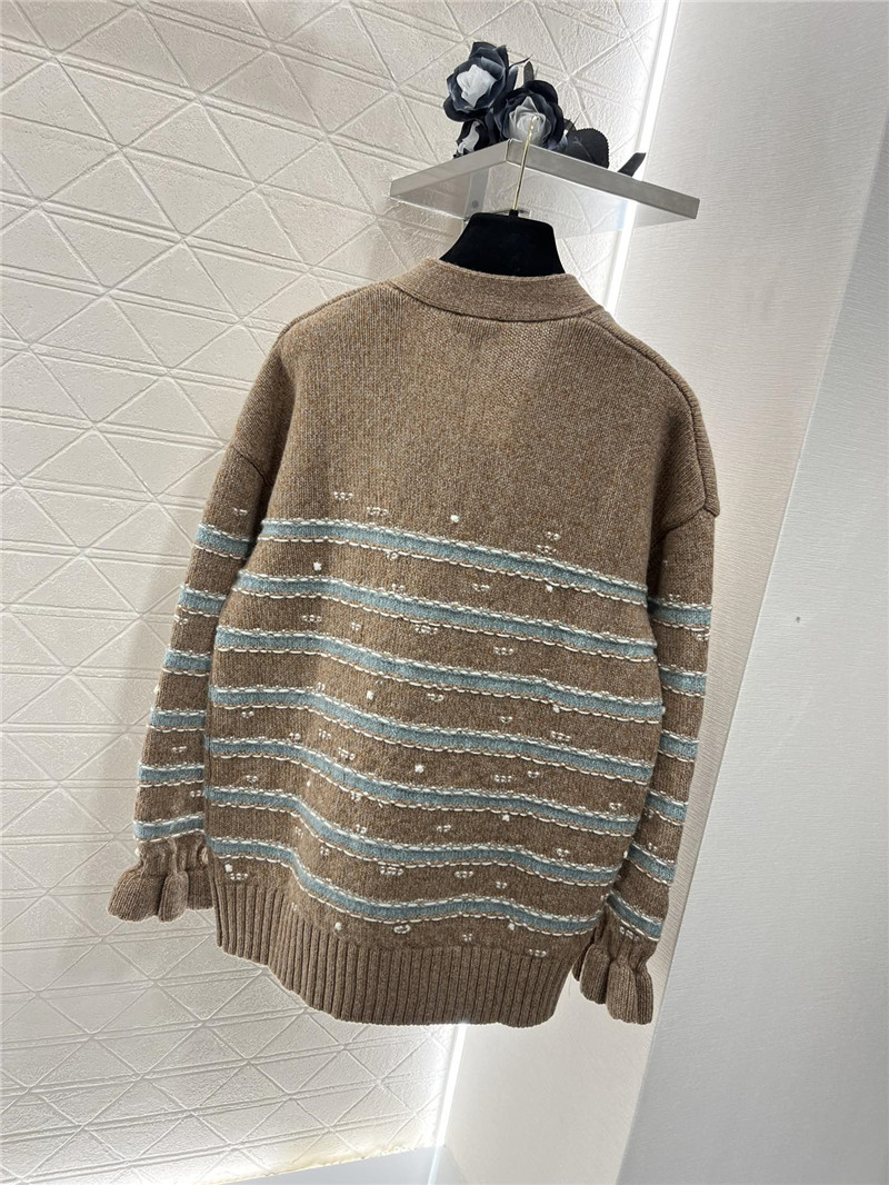 Ch**el stripe blend cashmere cardigan brown